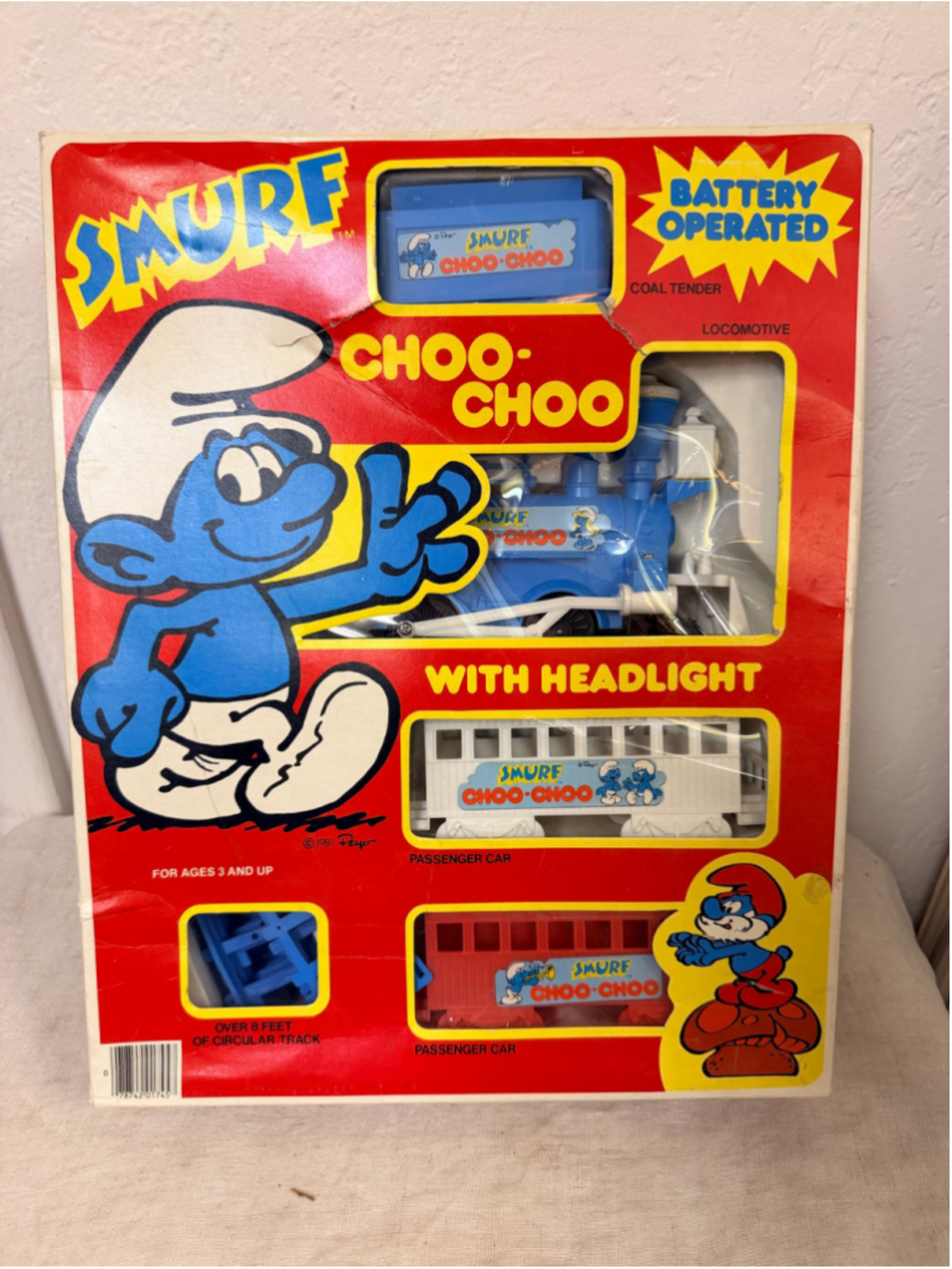 NIB Vintage 1981 Smurf Choo-Choo Battery Operated Train Set in Original Box